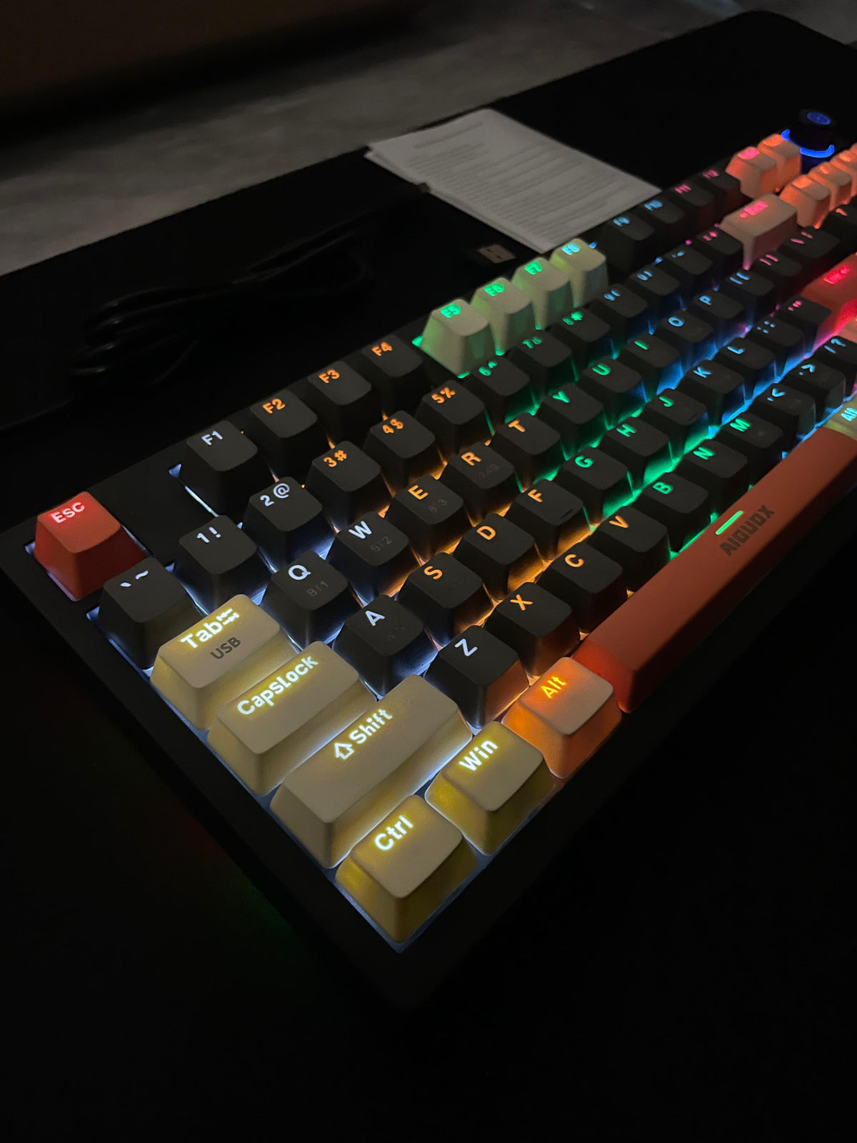 Aiguox Wireless Mechanical Gaming Keyboard with 96 Keys, RGB Backlit Lighting, Blue Switches, Compact Layout ,Tri-mode Connectivity