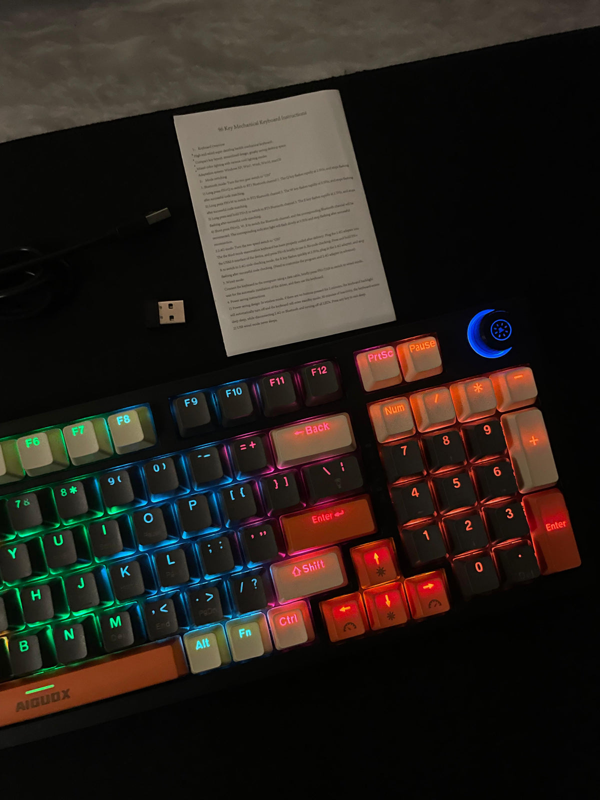 Aiguox Wireless Mechanical Gaming Keyboard with 96 Keys, RGB Backlit Lighting, Blue Switches, Compact Layout ,Tri-mode Connectivity
