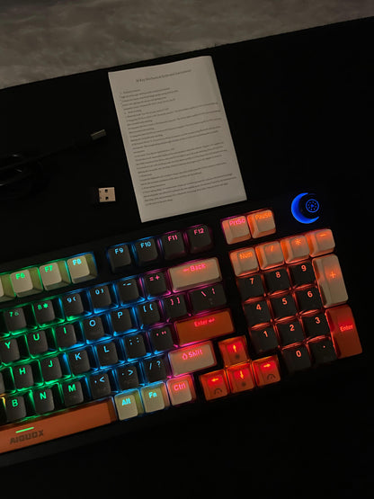 Aiguox Wireless Mechanical Gaming Keyboard with 96 Keys, RGB Backlit Lighting, Blue Switches, Compact Layout ,Tri-mode Connectivity
