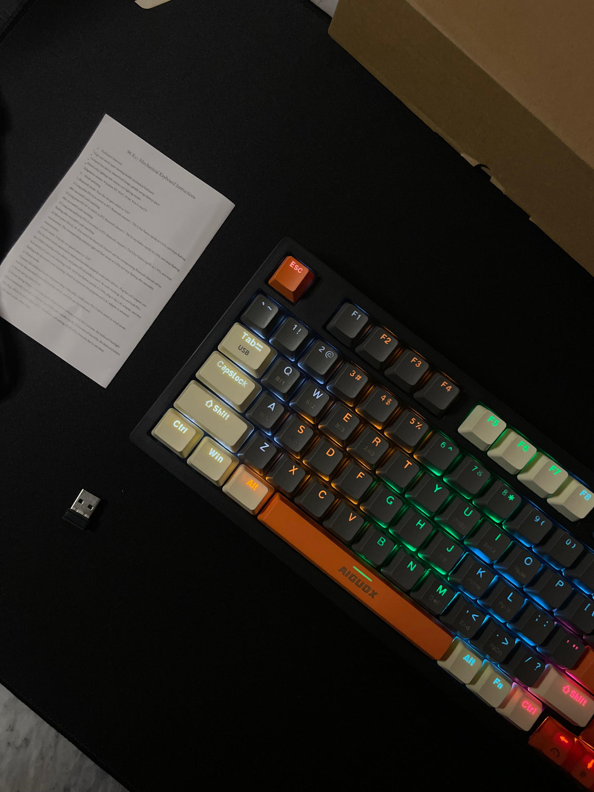 Aiguox Wireless Mechanical Gaming Keyboard with 96 Keys, RGB Backlit Lighting, Blue Switches, Compact Layout ,Tri-mode Connectivity