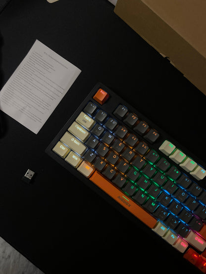Aiguox Wireless Mechanical Gaming Keyboard with 96 Keys, RGB Backlit Lighting, Blue Switches, Compact Layout ,Tri-mode Connectivity